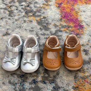 Stride Rite Silver and Brown Walkers - Size 5 & 5.5
